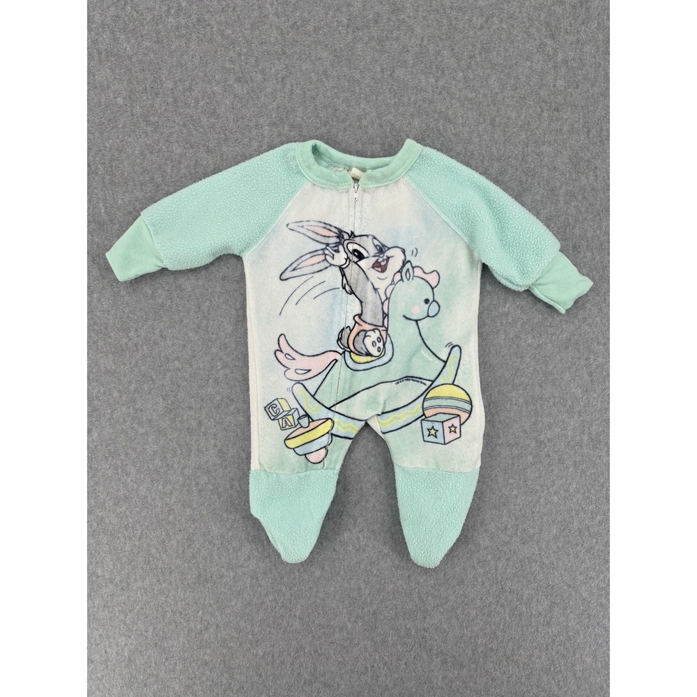 Vintage 1998 Looney Tunes Lovables Bugs Bunny Baby Sleeper 0-6M Footed